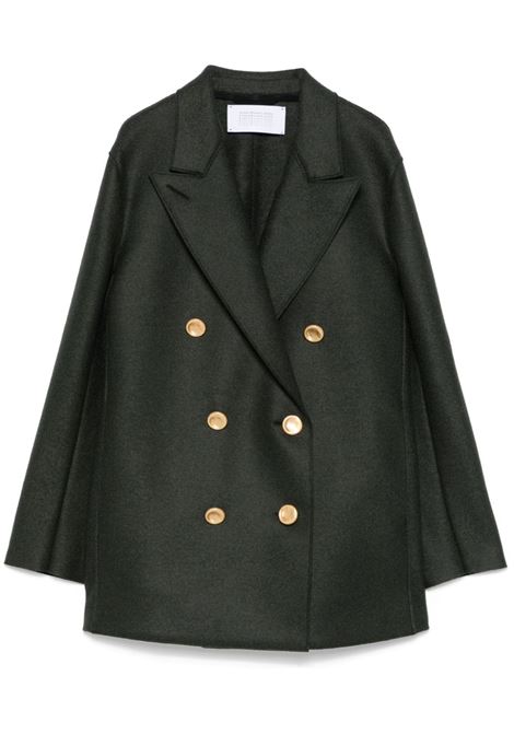 Green double-braested wool peacoat Harris wharf london - women